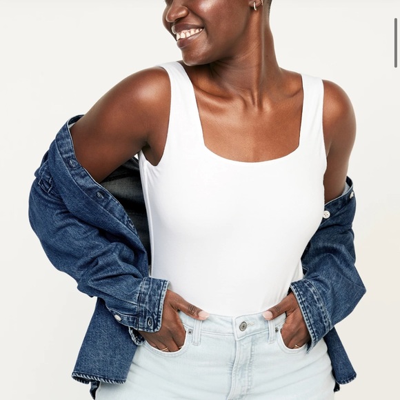 NWT OLD NAVY Fitted Sleeveless Square-Neck Bodysuit Color: White Lilies - Picture 4 of 10